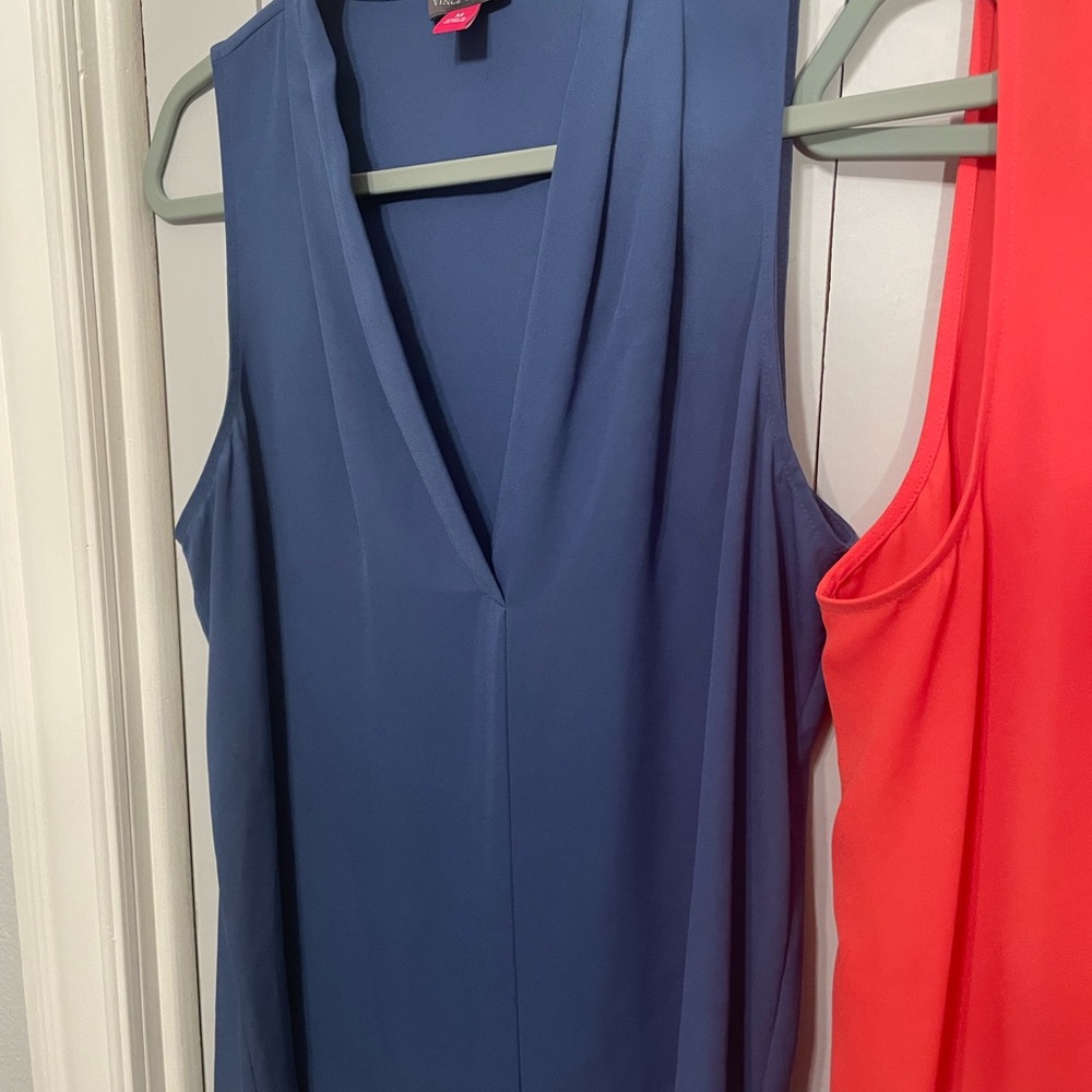Bundle  of 3 Vince Camuto Blue, Red, and White V-Neck Blouses - Picture 11 of 15